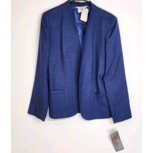 Vintage Tan Jay Womens Size 12 Professional Blazer Jacket Blue NWT